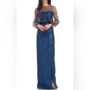 Elegant Blue Sequin Evening Gown